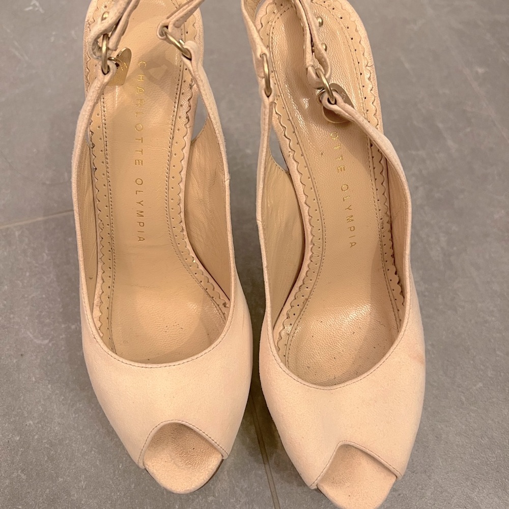 CHARLOTTE OLYMPIA Suede Slingback Pumps